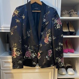 Zara Navy and Black Floral Women's Blazer